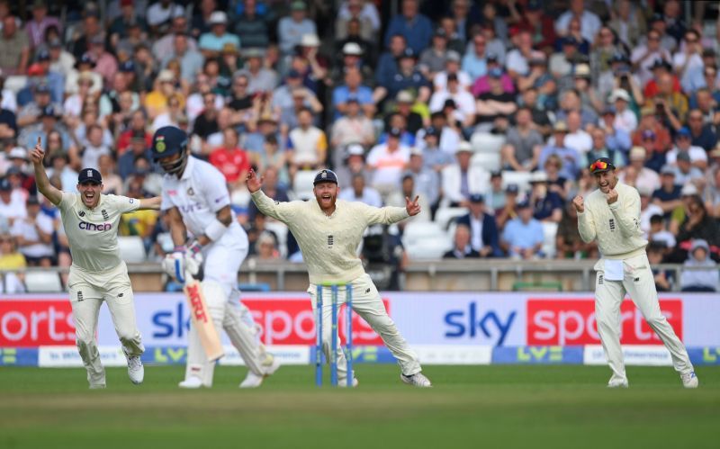 England celebrate Team India captain Virat Kohli&#039;s dismissal. Pic: Getty Images