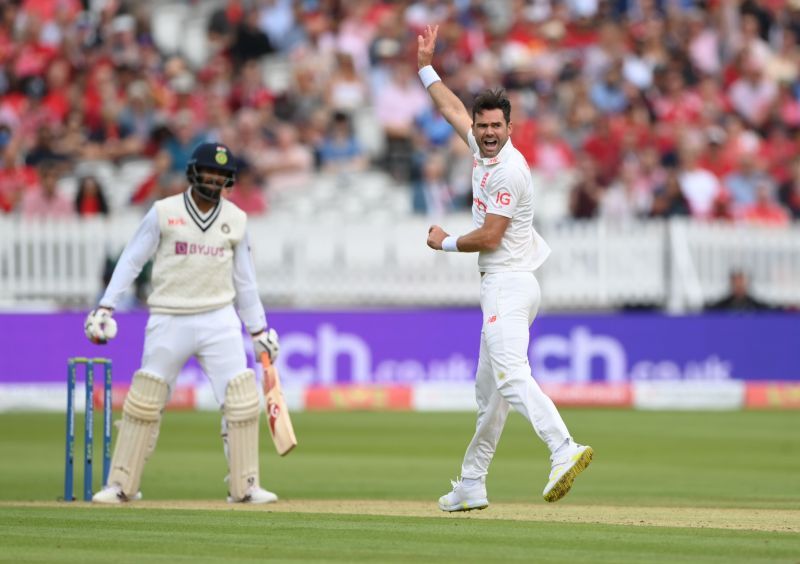 James Anderson celebrates after dismissing Jasprit Bumrah at Lord&#039;s. Pic: Getty Images