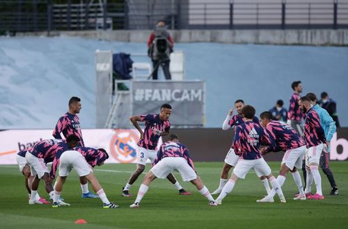 Real Madrid during a warm-up session