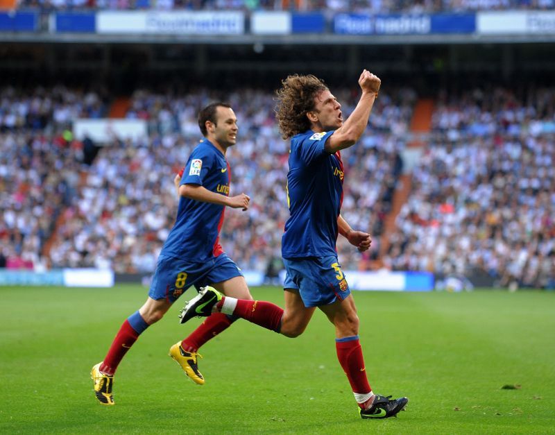 Carles Puyol scored Barcelona&#039;s second goal of the night