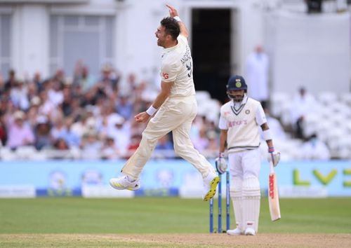 James Anderson celebrates the wicket of Virat Kohli. (Pic: Getty Images)