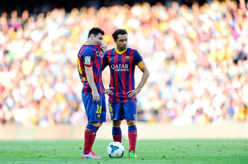 Xavi and Lionel Messi played together at Barcelona for many years