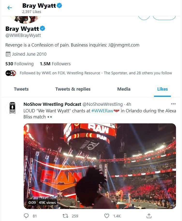 Bray Wyatt has acknowledged the live crowd's reaction to his WWE release.