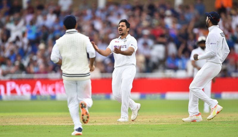 Shardul Thakur of India celebrates after getting Joe Root in the first innings. Pic: Getty Images