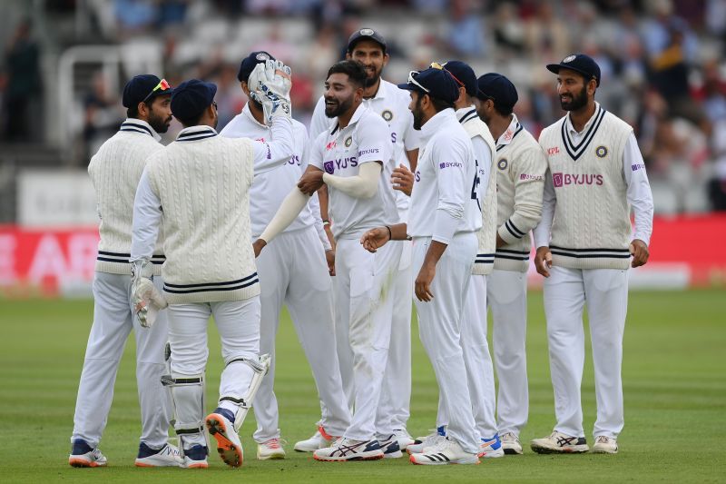 Indian players celebrate an England wicket at Lord&rsquo;s. Pic: Getty Images