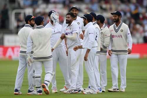 Indian players celebrate an England wicket at Lord’s. Pic: Getty Images