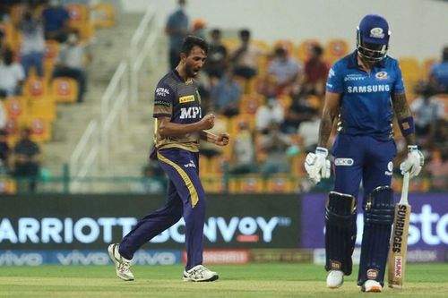 Prasidh Krishna celebrates the wicket of Suryakumar Yadav. Pic: IPLT20.COM