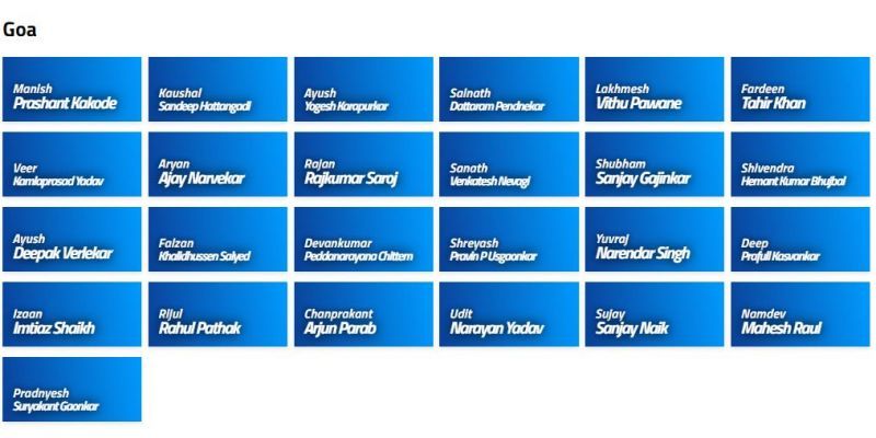 Goa Squad for Vinoo Mankad Trophy 2021 (Image Courtesy: BCCI.tv)