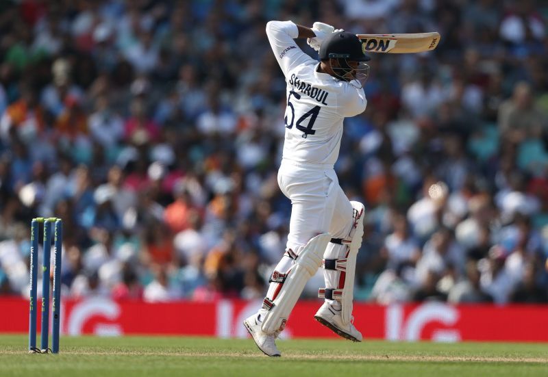 Shardul Thakur bats during day four of The Oval Test. Pic: Getty Images