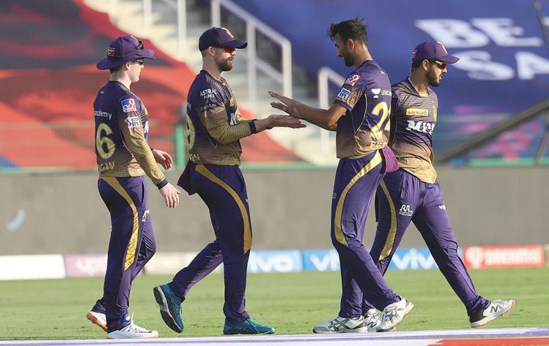 IPL 2021: Lockie Ferguson celebrates after taking the catch of Faf du Plessis.