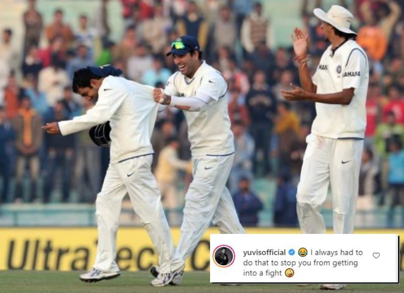 The flashback image shared by Gautam Gambhir on Instagram. (Inset) Yuvraj Singh&#039;s response to the post.