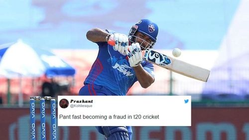 DC fans troll Rishabh Pant for slow knock