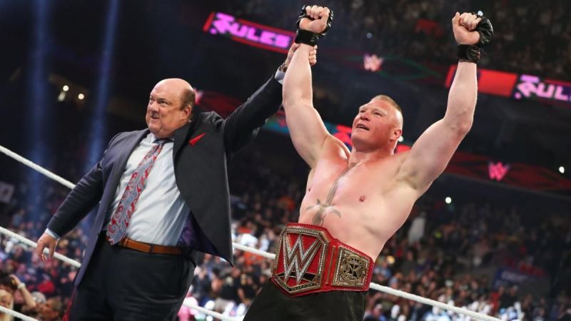 Brock Lesnar winning the Universal Championship at Extreme Rules in 2019