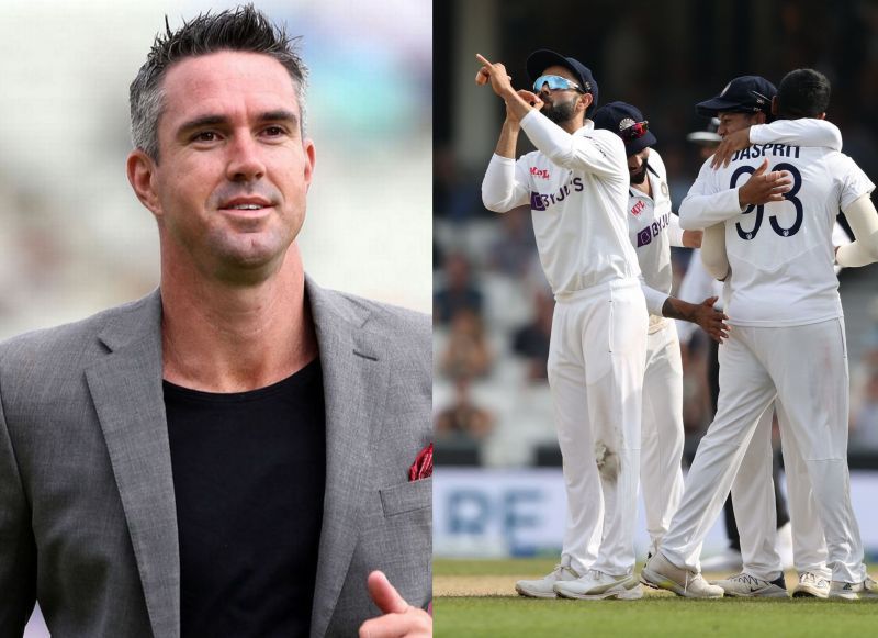 Kevin Pietersen(l) and Indian cricket team(r)