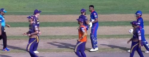 A screengrab of the Ashwin-Morgan incident. Pic: Twitter