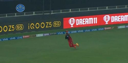 RCB's Padikkal takes a blinder at deep extra-cover.