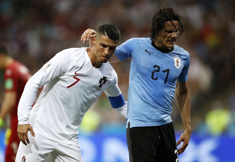 Ronaldo and Cavani during the 2018 World Cup