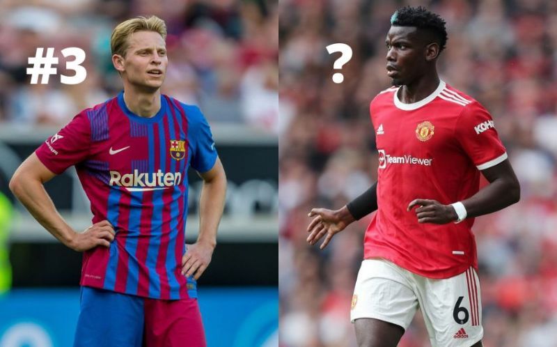 Barcelona&#039;s Frenkie De Jong and Manchester United&#039;s Paul Pogba