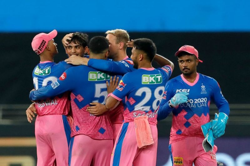 Rajasthan Royals (RR) celebrate an unbelievable win. Pic: IPLT20.COM