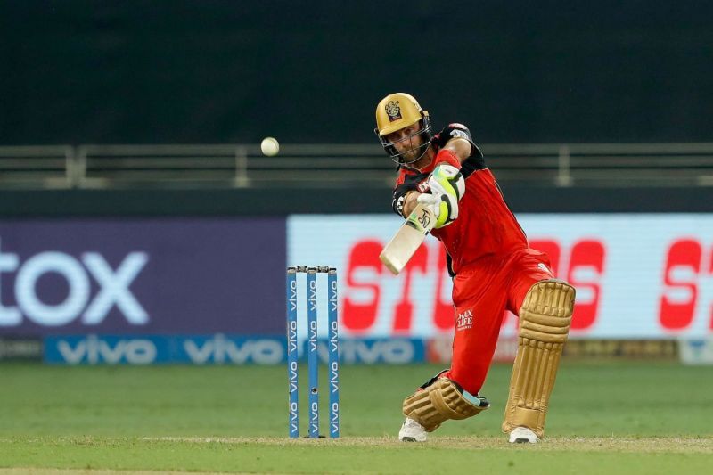 RCB batter Glenn Maxwell in action against RR. Pic: IPLT20.COM