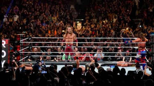 Edge making his return in the Men's Royal Rumble match in 2020