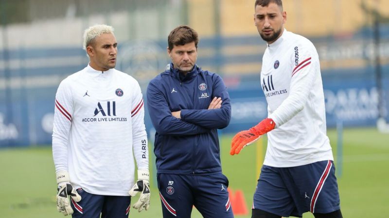 Keylor Navas, Mauricio Pochettino and Gianluigi Donnarumma