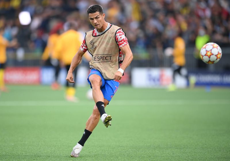 Manchester United&#039;s Cristiano Ronaldo warms up ahead of his side&#039;s match against Young Boys.