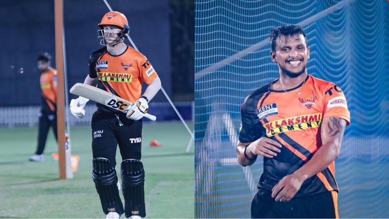 Can David Warner and T Natarajan take the Sunrisers Hyderabad to IPL 2021 Playoffs (Image Courtesy: Sunrisers Hyderabad/Instagram)