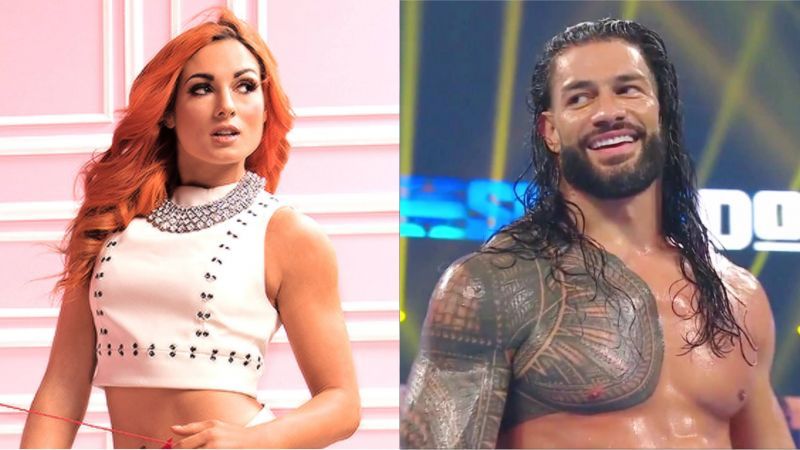 Becky Lynch (left) and Roman Reigns (right)