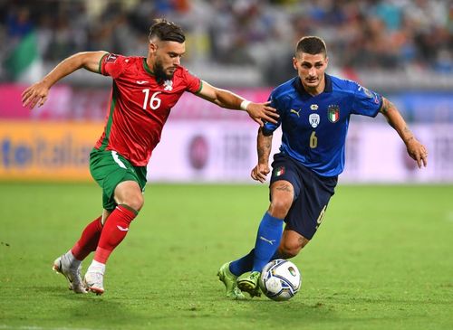 A snap from Italy's 2022 FIFA World Cup Qualifier against Bulgaria