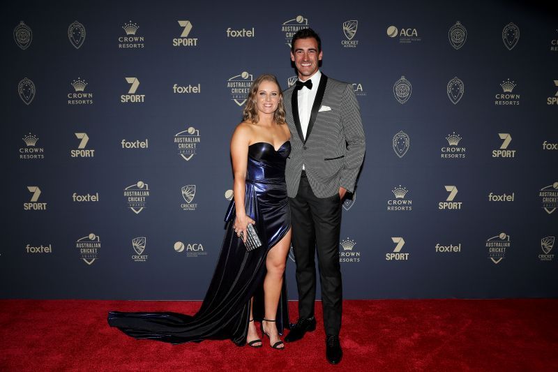 A file photo of Alyssa Healy and her husband Mitchell Starc (right).