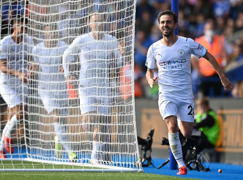 Manchester City's Silva celebrates scoring the only goal of the game.