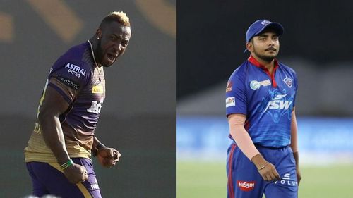 Andre Russell (L) and Prithvi Shaw won't be in action today.