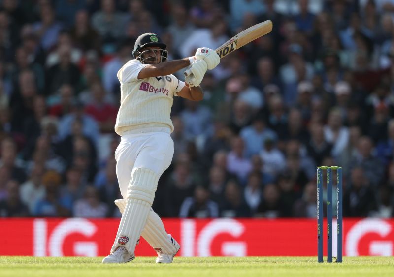 Shardul Thakur en route his first fifty in the Oval Test.