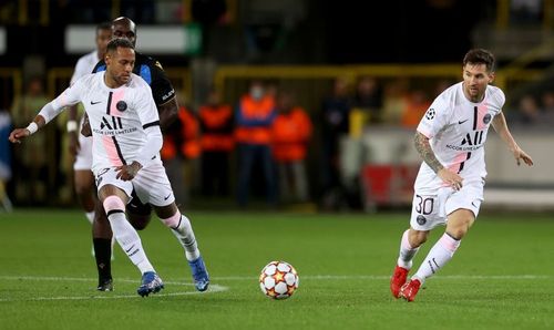 Neymar Jr. and Lionel Messi of Paris Saint-Germain