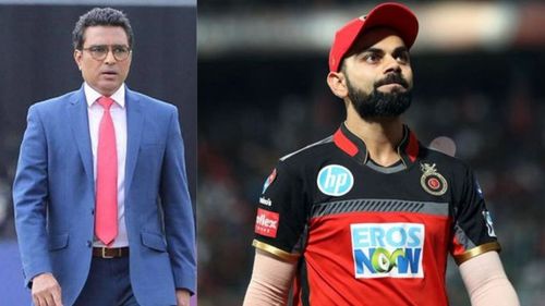 Sanjay Manjrekar (L) reacts to Virat Kohli's decision to quit RCB captaincy.