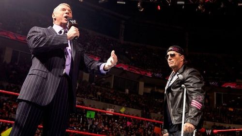 Vince McMahon and Bret 'The Hitman' Hart on Monday Night RAW