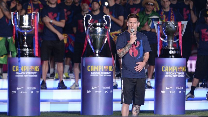 Messi has his footprints all over Barcelona&#039;s historic 2009 and 2015 trebles