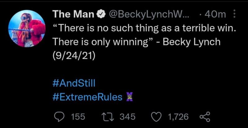 Becky Lynch's Tweet following WWE Extreme Rules