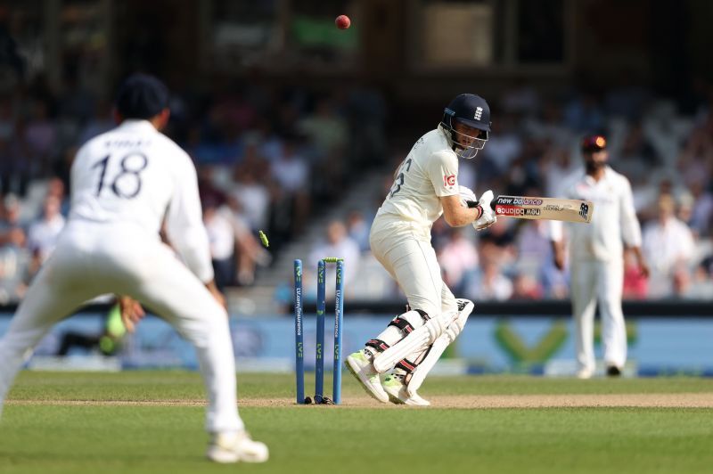 Shardul Thakur cleans up England captain Joe Root. Pic: Getty Images