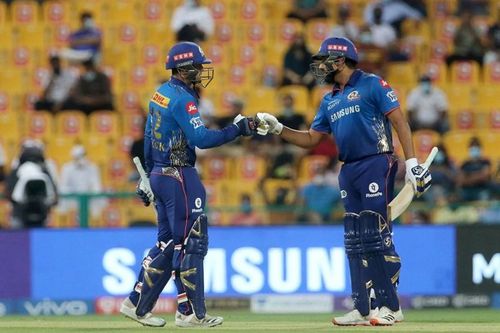 Quinton de Kock and Rohit Sharma. Pic: IPLT20.COM