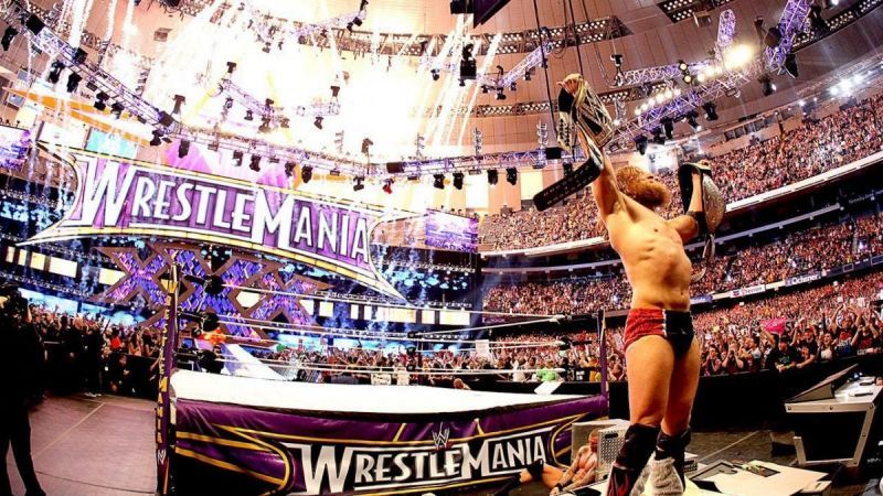 Daniel Bryan celebrates at WWE WrestleMania 30
