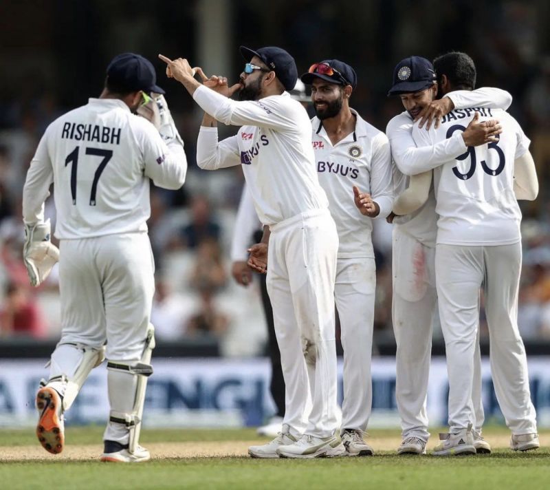 Virat Kohli and Co. celebrate Jasprit Bumrah&#039;s fiery spell at The Oval.(PC: BCCI)