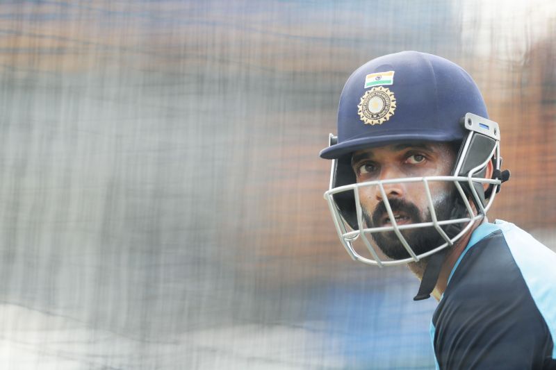 Ajinkya Rahane in action during an India net session