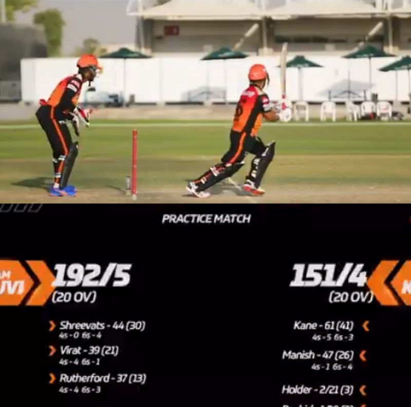 Sunrisers Hyderabad (SRH) took part in practice match. Pic: SRH/ Twitter