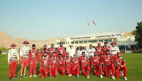 Oman Cricket team at the Oman Cricket Academy