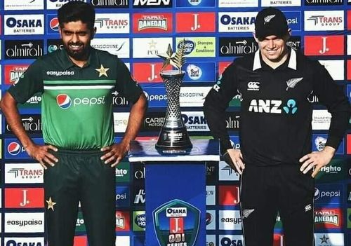 Pakistan skipper Babar Azam and New Zealand’s Tom Latham.