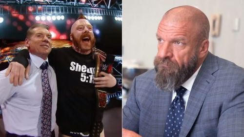 Vince McMahon and Sheamus (left); Triple H (right)