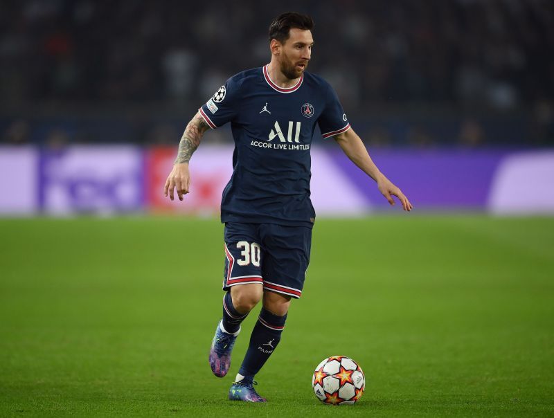 Lionel Messi is relieved after scoring his first goal for PSG