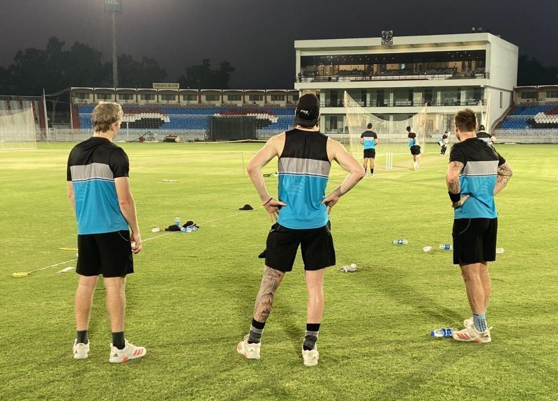 New Zealand cricket team during their training session in Rawalpindi. Pic: BlackCaps/ Twitter